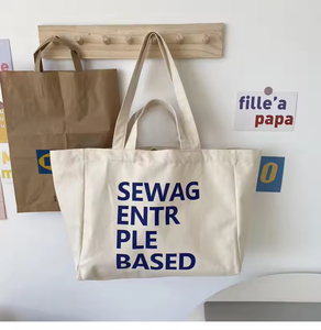 FS Dynertek New Fashion Design Custom Printing Letter Logo Color Women Cotton Canvas Shoulder Strap Tote <b>Bags</b> <b>Medium</b> <b>Size</b> - Product Image 4