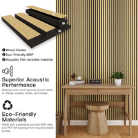 Panneaux muraux acoustiques en bois de chêne avec support en feutre gris Panneaux muraux en bois de chêne rainuré en feutre