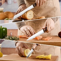 Ensemble de couteaux de cuisine en acier inoxydable pour chef professionnel, lame et manche en bois pour la coupe, vente en gros de 6 pièces