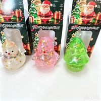 Jouet Squishy en Sucre de Malt de Noël, Arbre de Noël, Bonhomme de Neige, Père Noël, Cube Anti-Stress Pailleté, Vente en Gros