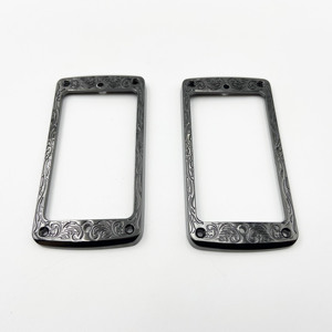 Lot de 2 supports de micro de guitare haut de gamme en alliage de zinc gravé, anneaux de montage incurvés pour humbucker, inclinés pour guitare électrique et <span class=keywords><strong>basse</strong></span> - Product Image 5
