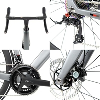 Vélo de route aérodynamique en carbone haute performance, 24 vitesses, roues en fibre de carbone 700C, câblage interne complet, freins hydrauliques
