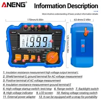 ANENG MH10 Medidor de Resistencia de Aislamiento de Escritorio (Megóhmetro) 0.1M-2000M Alta Precisión 100V-1000V Pantalla LCD Retroiluminada