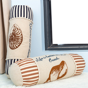 Mediterranean Style Cylindrical Cotton Throw Pillow Striped Design For Car <b>Sofa</b> Bay Window Decor Sleeping <b>Support</b> - Product Image 2