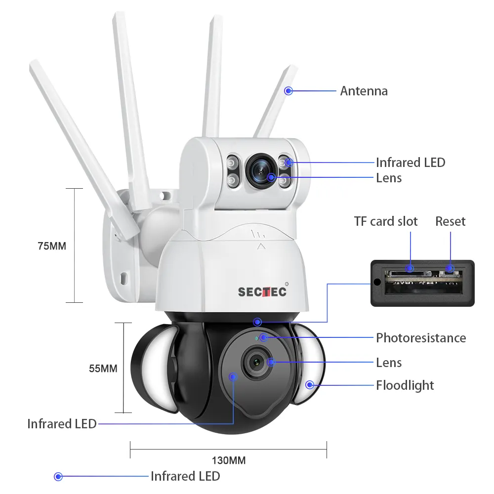2023 New Design P2P Wifi IP High Speed PTZ Outdoor Camera CCTV Security Wireless Motion Detection 4MP Network Camera