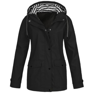 Abrigo Largo Impermeable con Capucha y Etiqueta Personalizada E0113ME05, Talla Grande, Deportivo, para Exteriores, para <span class=keywords><strong>Mujer</strong></span>, Moda Sehe - Product Image 4