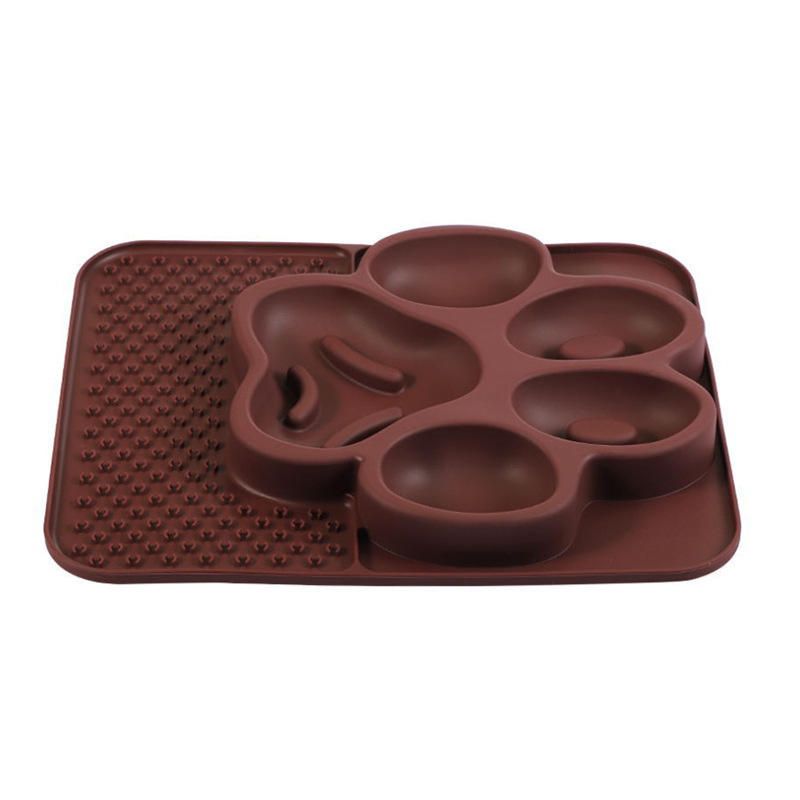 Six grid silicone slow dinner plate red