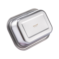 Boîte à lunch bento en acier inoxydable hermétique, design rectangulaire empilable avec couvercle en PP sans BPA