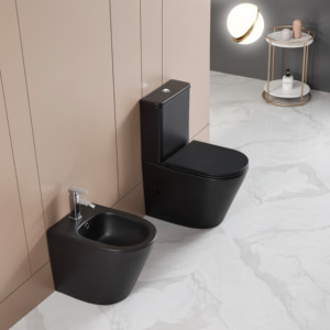 2023ห้องน้ำสวิส2ชิ้นสีดำด้านติดพื้นสำหรับตลาดยุโรป - Product Image 2