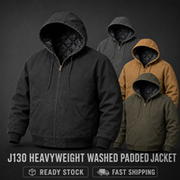 En stock, veste de style Detroit de haute qualité, imperméable, à capuche, unisexe, en coton lourd, vintage américain, 9 couleurs, lavée