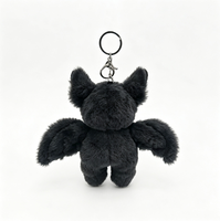 Gantungan Kunci Kelelawar Hitam Mainan Hewan Hutan Custom Liontin Mainan Plush Murah untuk Mesin Cakar
