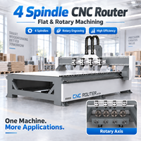 Routeur CNC à 4 broches haute efficacité avec panneau rotatif pour la sculpture de colonnes de meubles, machine de fraisage CNC rotative OEM ODM