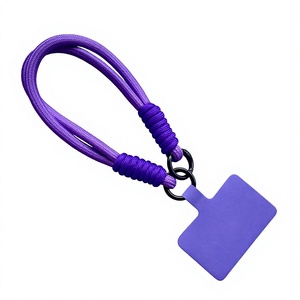 Correa de muñeca antipérdida de poliéster con cuentas de estrellas de colores, tipo bandolera, para teléfono, llavero, bolso, cuerda tejida y colgante corto - Product Image 5