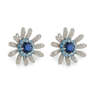 Daisy Stud Earrings Copper Alloy Micro Pave Zirconium Inlay S925 Silver Needle Multiple Colors Flower Shape Fashion Jewelry - Product Image 5