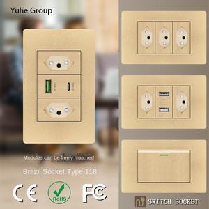 เต้ารับไฟฟ้าแบบ USB สำหรับพีซีมาตรฐานบราซิล, แผงเต้ารับไฟฟ้า, ปลั๊กไฟแบบติดผนัง 6 ขา รุ่น 118 - Product Image 2