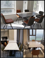 Table à manger en céramique avec pieds métalliques, meubles modernes et personnalisés, haute qualité