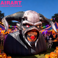 Tête de démon géante gonflable, accessoire d'horreur pour Halloween, pour événement en plein air