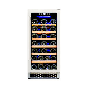 Cave à vin <span class=keywords><strong>encastrable</strong></span> haut de gamme 88L, dégivrage automatique, clé de sécurité, usage domestique et hôtelier, capacité 33 bouteilles, électrique, OEM 90 220 - Product Image 1
