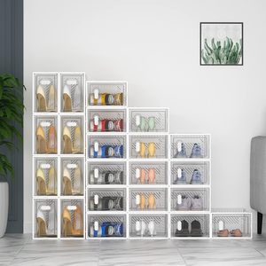 Boîtes à chaussures empilables transparentes avec porte magnétique, pour chaussures, baskets, cosmétiques, rangement portable, voyage - Product Image 1