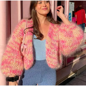 <span class=keywords><strong>Cardigan</strong></span> décontracté surdimensionné en <span class=keywords><strong>maille</strong></span> épaisse et respirante, à fleurs, en mohair, pour femmes, manches régulières, automne, logo avant, fleurs - Product Image 3