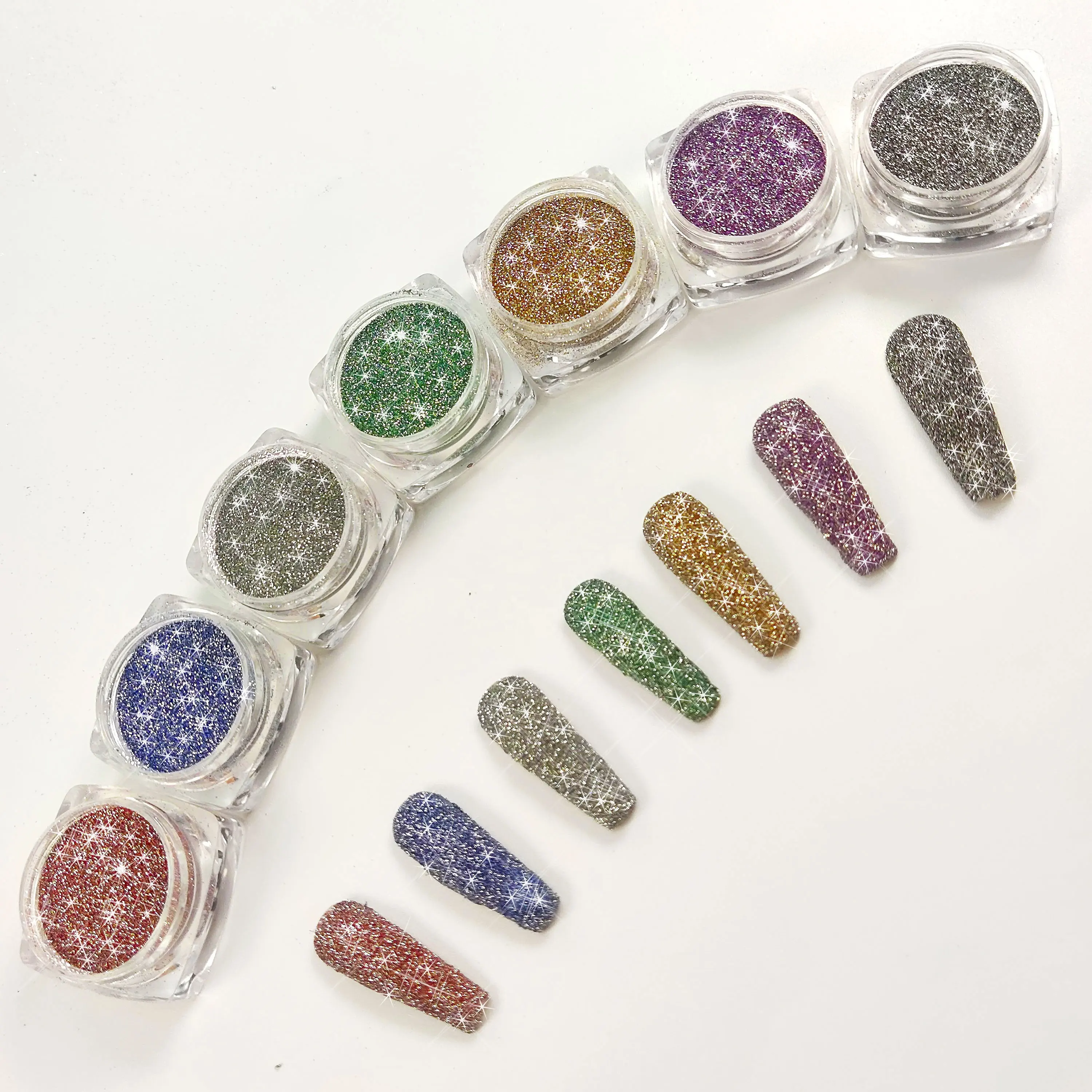 Super Bright Großhandel Glitter Crystal Sparkling Nail Arts Lasers piegel Reflektieren der Staub Feiner Nagel Diamant pulver