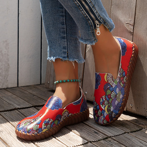 QLFashion cousu à la main à semelle souple chaussures décontractées femmes 2025 nouveau Style ethnique imprimé femmes 231 - Product Image 3