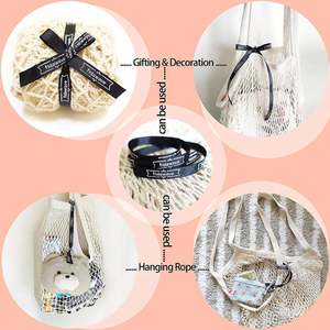 Sac de courses en filet 5 pièces, réutilisable, en coton, sac fourre-tout, sac à main portable, sac à cordon, organisateur pour les courses/les activités de plein air - Product Image 4