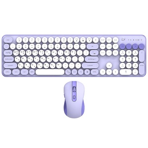 ชุดเมาส์คีย์บอร์ดไร้สายแบบมีไฟสี RGB น่ารักแบบย้อนยุคยูเอสบีเสียงเงียบชุดคอมโบแล็ปท็อปสำหรับเด็กผู้หญิงเล่นเกมพลาสติก - Product Image 2