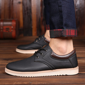 Trabajo impermeable antideslizante Color sólido PU superior gran altura aumento con cordones <span class=keywords><strong>zapatos</strong></span> para caminar Hombres estilo coreano otoño moda - Product Image 4