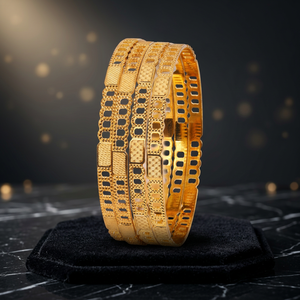 Gold Plated Wedding <b>Bangles</b>, Traditional Indian Gold <b>Bangles</b>, Gold <b>Bangles</b> for Women, <b>Copper</b> & Brass Chapado En Oro Oro Laminado - Product Image 5