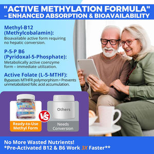 Suplemento Multivitamínico de <span class=keywords><strong>Complejo</strong></span> <span class=keywords><strong>B</strong></span> Metilado OEM, Gomitas de Vitaminas B12 <span class=keywords><strong>con</strong></span> L-Metilfolato B6, <span class=keywords><strong>Omega</strong></span>-<span class=keywords><strong>3</strong></span> DHA y Magnesio - Product Image 4