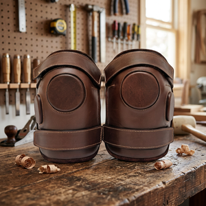 Protège-genoux en cuir fait main Euro Cavall Industries |   Équipement de protection sportive à double sangle réglable, modèle ECI-KNEEGUARD-001 - Product Image 3