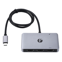 VCOM adaptor pengisian daya cepat, Hub USB C PD3.0 100W, adaptor pengisian daya cepat dengan 3 port Video HDMI 4K 1080P