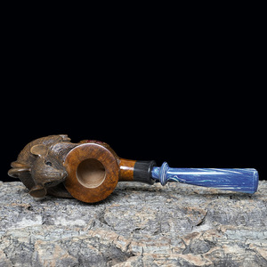 Handcrafted Solid Wood Tobacco Pipe Carved Lucky Rat Shape Bent Type For Men Personal Gift - Product Image 2