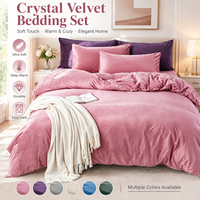 Parure de lit de luxe en velours uni, confortable et chaude, drap-housse, drap plat et taies d'oreiller