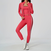 Ensemble de sport 3 pièces YanRuo : soutien-gorge de yoga, pantalon de fitness à séchage rapide et veste à col montant pour femme