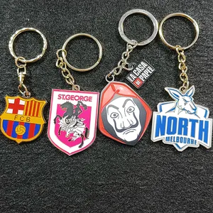 OEM High Quality Zinc Alloy Material Metal Barcelona Keychain Football Team Durable Keychain