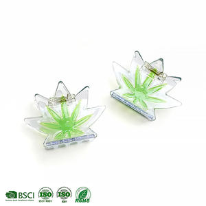 Barrettes en acétate de style européen et américain, feuilles d'herbe, vitalité, mignonnes, vertes, transparentes, décoration de cheveux pour filles, logo personnalisé unisexe - Product Image 1