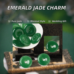 Pendentif en jade rond émeraude naturelle Sihui, plaqué argent, cadeau de fête classique, minimaliste moderne - Product Image 2