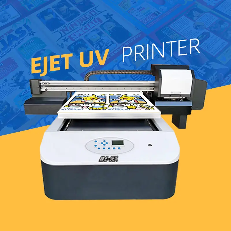 Ejet A1 A2 A3 Grootte 6090 Multifunctionele UV-Printer Prijs Voor Plastic Telefoonhoes Hout Acryl Metalen Lederen Print UV-Printer