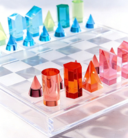 Ensemble d'échecs en acrylique de luxe personnalisé - Table d'échecs et plateau de backgammon, design transparent mat pour cadeaux d'affaires, décoration de bureau
