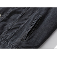 Swyicadeau — veste d'extérieur en Denim noire avec capuche, grande taille, tissu polaire, à la mode, faible quantité minimale de commande/MOQ/OEM
