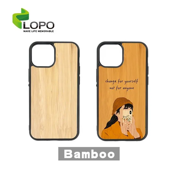 New Model Sublimation Blanks Wooden Mobile Phone Case with Bamboo Wood Insert for iPhone XR XS MAX 11 12 13 PRO