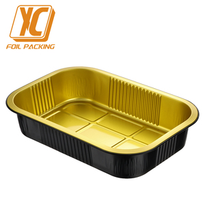 Boîte de livraison alimentaire jetable XC Y54 1000 ml/71 oz, noire et dorée, micro-ondable, qualité alimentaire, boîtes d'emballage alimentaire, boîte à lunch en métal, barquettes en aluminium - Product Image 3