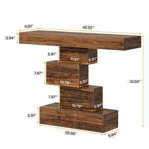 Table <span class=keywords><strong>Console</strong></span> de Ferme Design Empilement de Livres pour Couloir de Style Chinois, <span class=keywords><strong>Tables</strong></span> Consoles pour Derrière de Canapé avec Base Géométrique - Product Image 6
