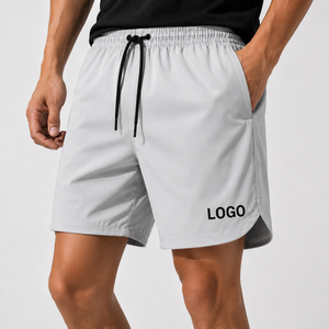 Pantalones Cortos Deportivos Casuales para Hombre, Color Marrón Oscuro, de Secado Rápido, con Cordón en la Cintura y Logotipo Estampado, Tejido Ligero - Product Image 3