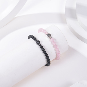 Pulsera de Proyección de 100 Idiomas con la Frase '<span class=keywords><strong>Te</strong></span> Amo', Cristal Rosa Mate, Pulsera para Parejas, Regalo de Joyería - Product Image 1