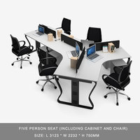 Bureau modulaire moderne personnalisé à 120 degrés Poste de travail en V avec tables et chaises de bureau extensibles et durables