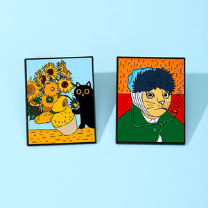 เข็มกลัดเคลือบโลหะสังกะสีรูปแมวสีดำที่ได้รับแรงบันดาลใจจากศิลปะวินเทจทำจากเรซิ่นอีพ็อกซี่สดใสเหมาะสำหรับเป็นของขวัญที่ไม่เหมือนใครสำหรับผู้ชื่นชอบงานศิลปะและคนรักแมว - Product Image 4