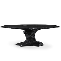 Tables à manger modernes en marbre de haute qualité, 6 places, surface irrégulière, forme facetée, pour la décoration de la salle à manger